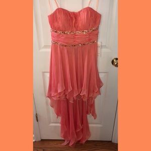 Tangerine high to low formal dress